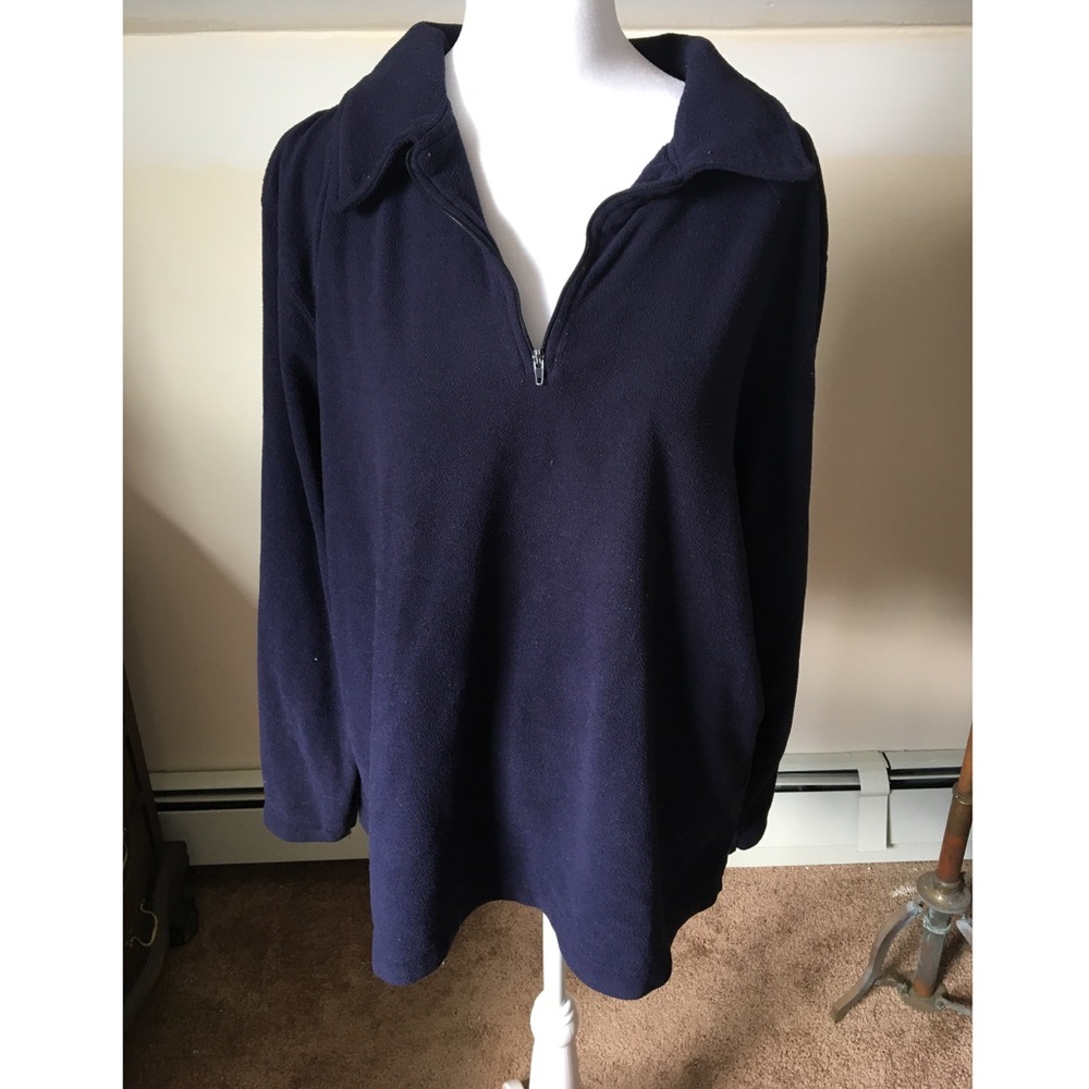 American Essentials Mens Navy Blue Fleece Lightweight Quarter zip size Medium